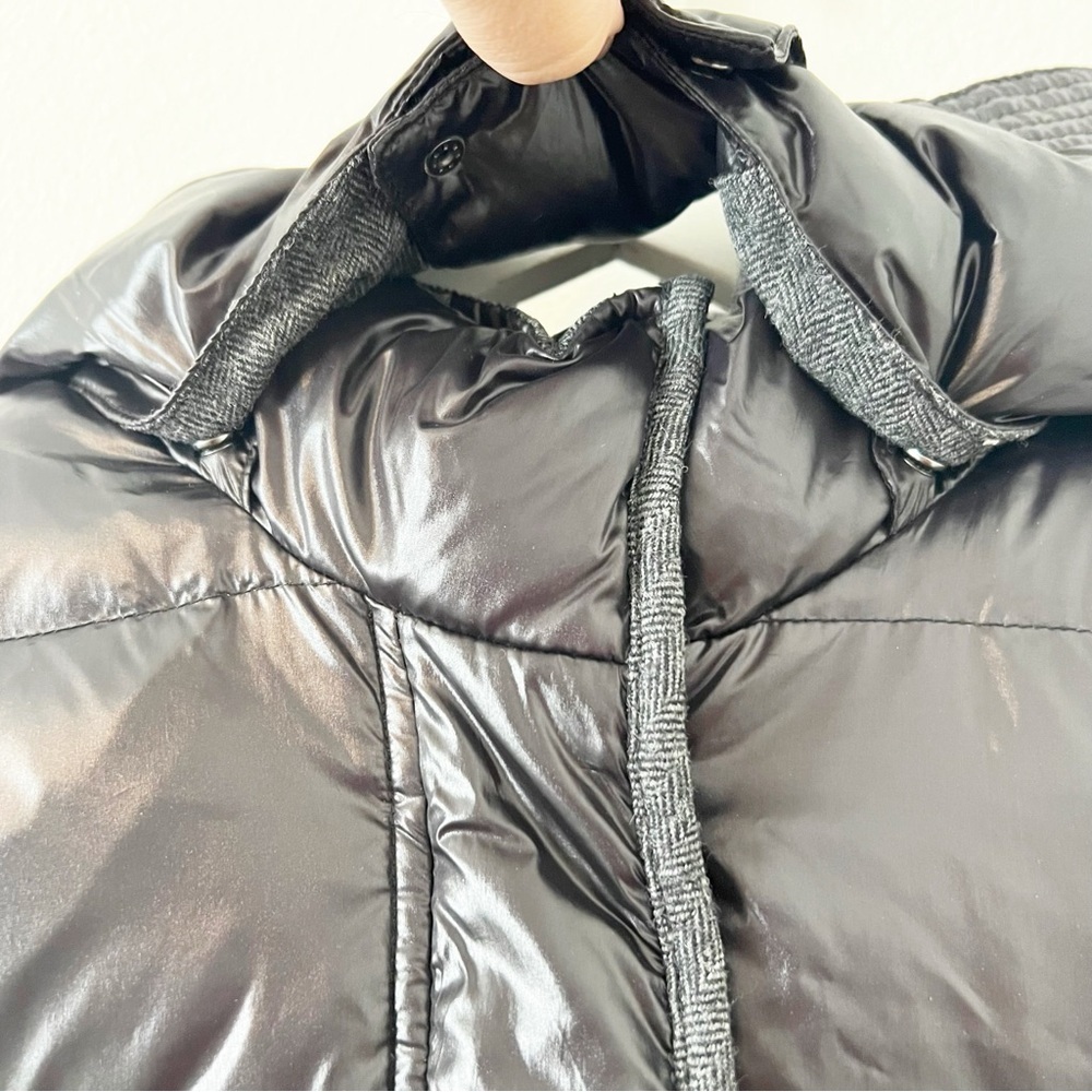 Vince Black Puffer Vest Detachable Hood Zip Button Front Size Large L - Picture 4 of 6